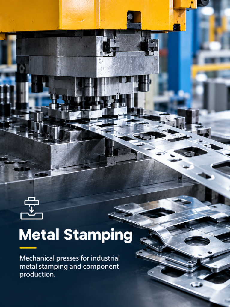 Mechanical press for industrial metal stamping